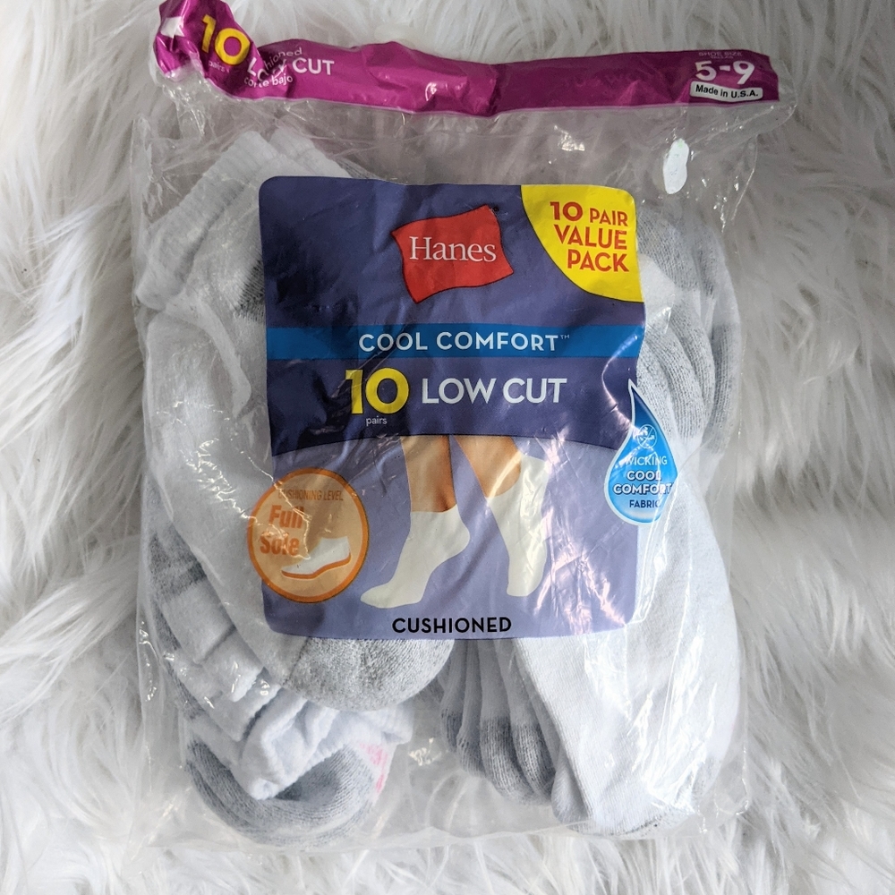 Hanes Low Cut Cool Comfort Socks 5-9 NWT